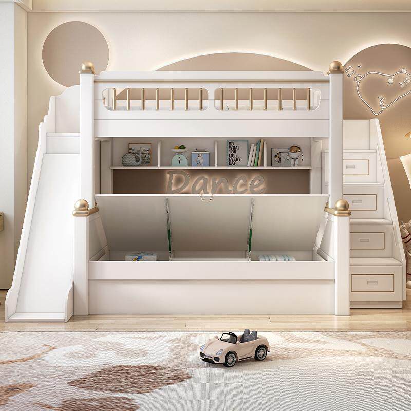 Premium Elegant Bunk Bed with Integrated Wardrobe & Trundle | Architectural Multi-Functional Bed Combo
