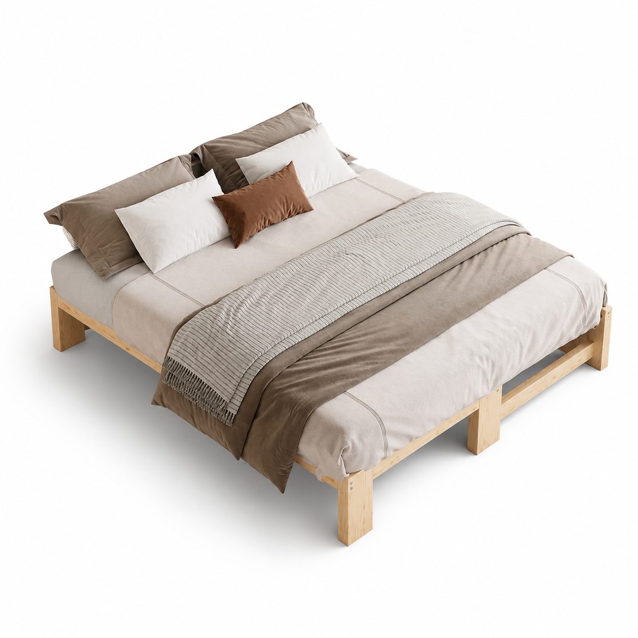 Modern Solid Wood Pull-Out Extendable Bed for Compact Living Spaces