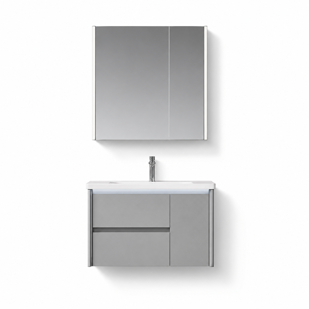 Bathroom Vanity with Solid Wood Framework, Smart Mirror & Ambient Lighting