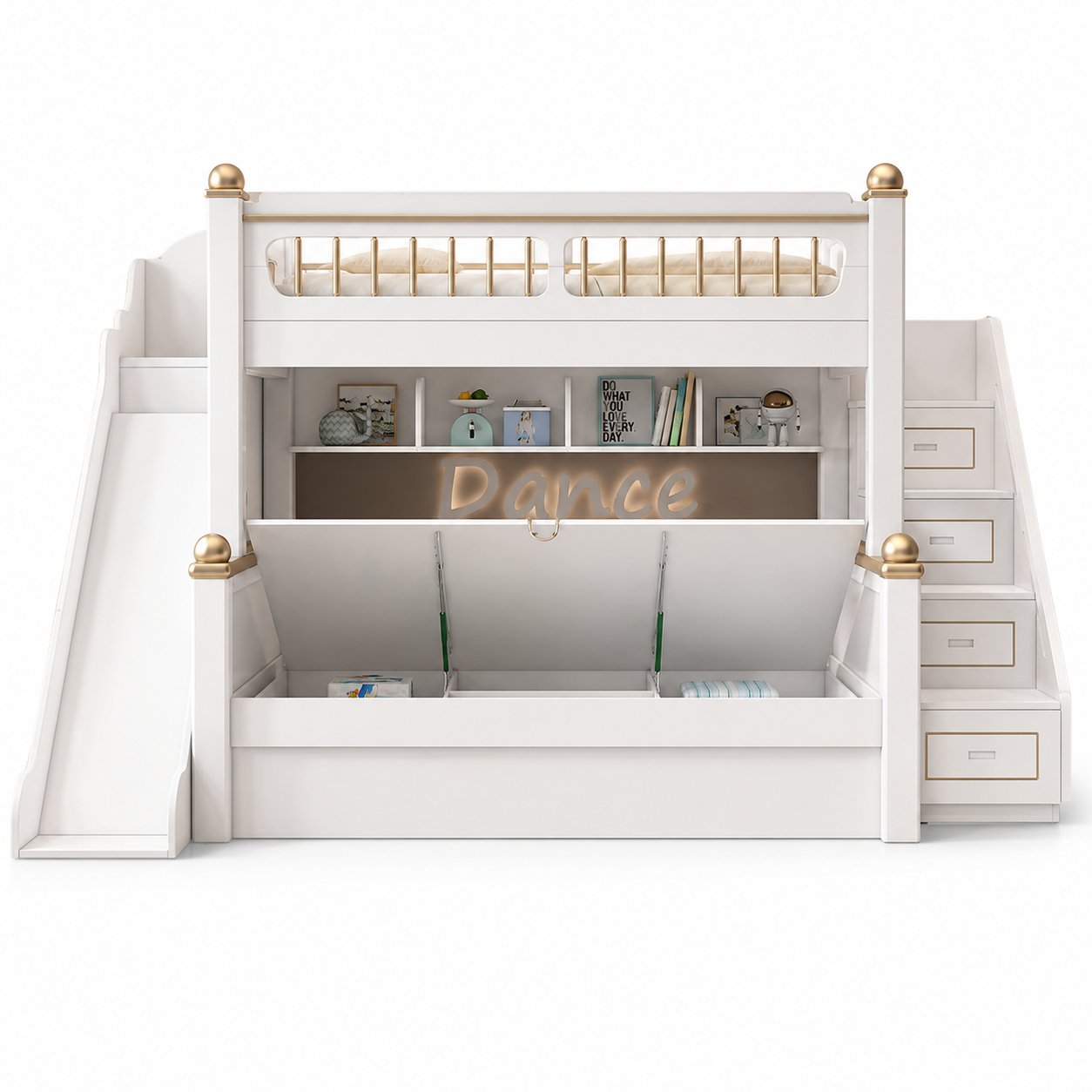 Premium Elegant Bunk Bed with Integrated Wardrobe & Trundle | Architectural Multi-Functional Bed Combo