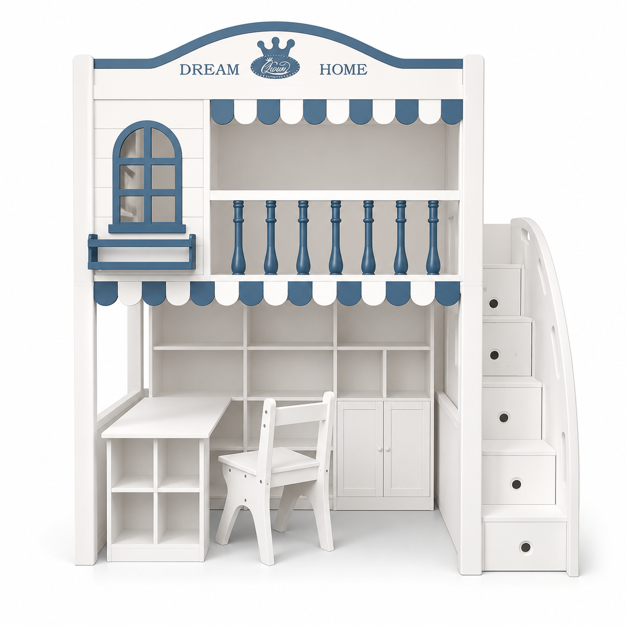 Premium Loft Bed with Stair Cabinet & Storage Wardrobe | Space-Saving Functional Bed Combo