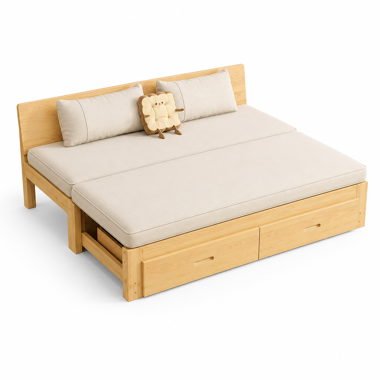 Solid Wood Space-Saving Foldable Bed for Apartments & Small Homes