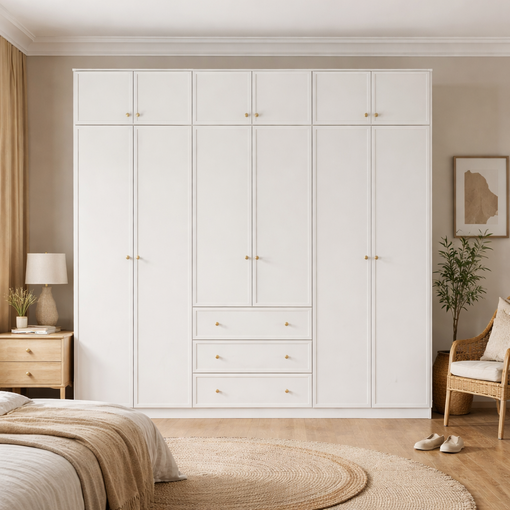 2.2m Grand Modular Wardrobe - Customizable 2.2m Wall-to-Wall Closet with Top Cabinets