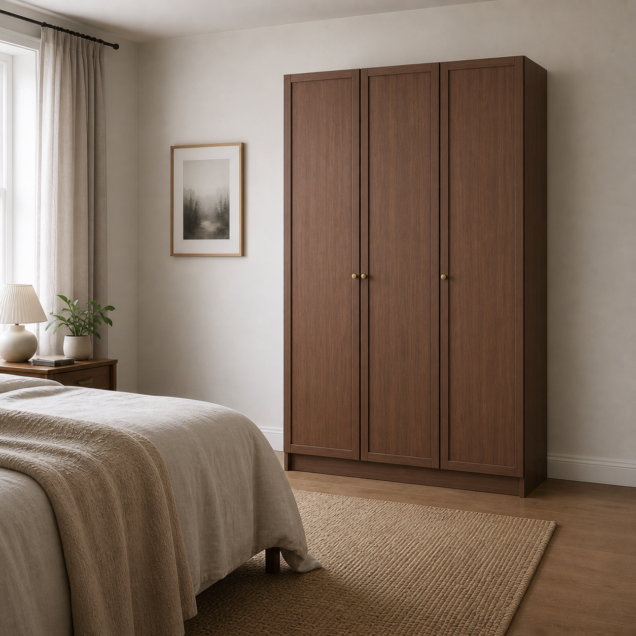 Linea Series - 1200mm Modern Framed Wardrobe - Extra-Tall Minimalist Three-Door Closet
