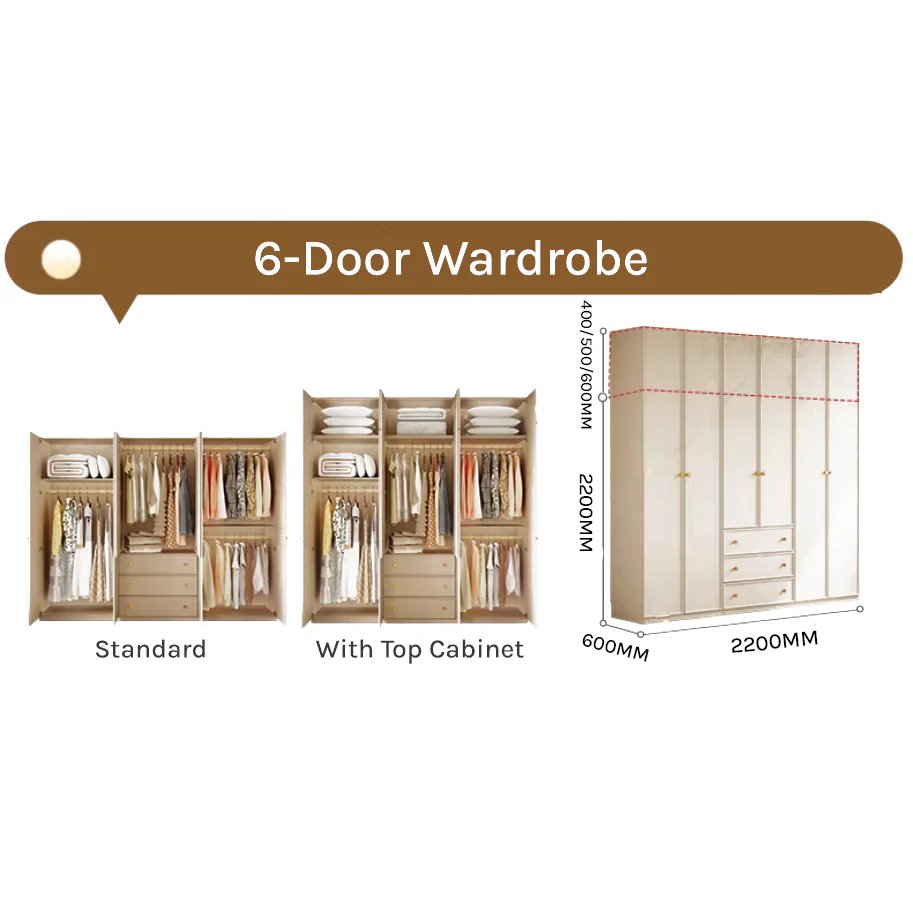 Flex Series - 2200mm Grand Modular Wardrobe - Customizable Wall-to-Wall Closet with Top Cabinets