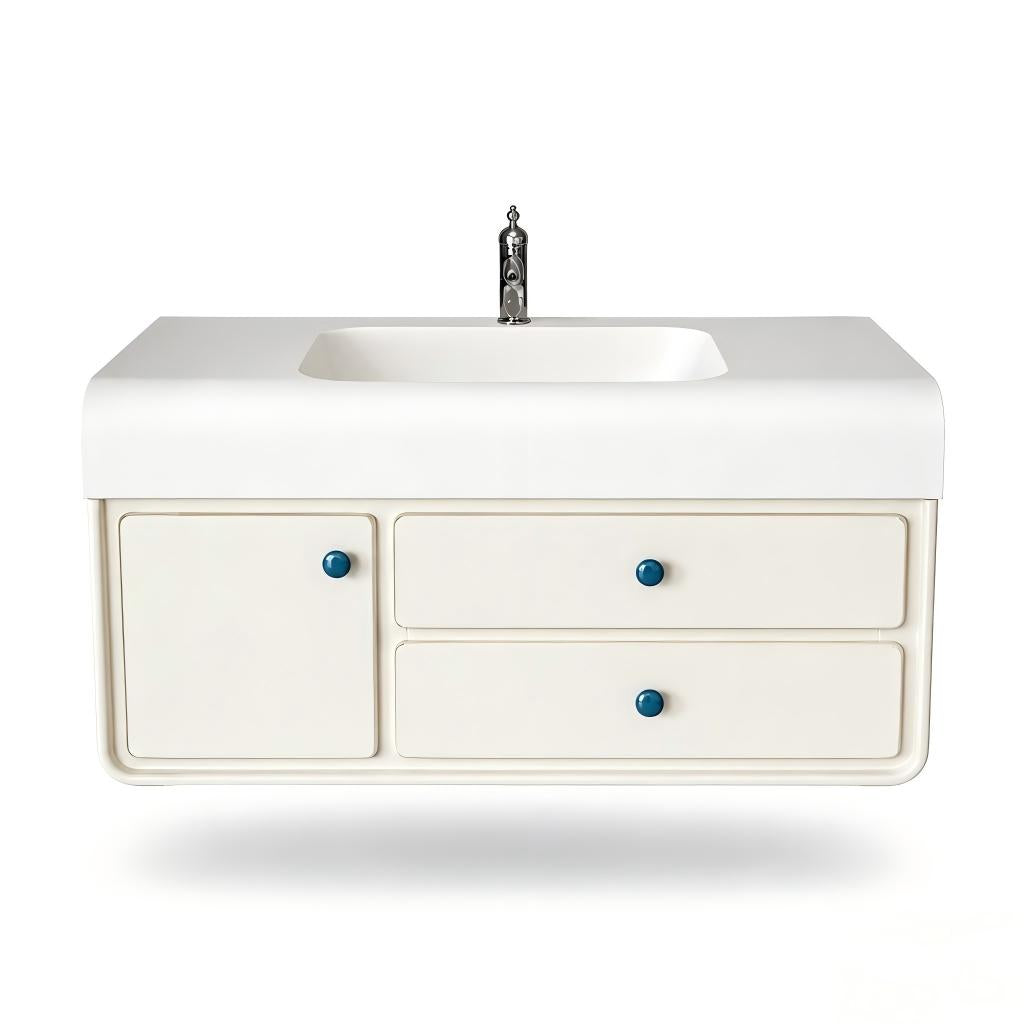 Creamy Vanity with Corian Integrated Sink