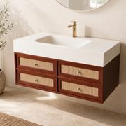 Mid-Century Four Drawer Bathroom Vanity with Seamless Basin | For Modern Bathrooms