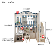 Premium Loft Bed with Stair Cabinet & Storage Wardrobe | Space-Saving Functional Bed Combo