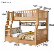 Solid Rubberwood Bunk Bed for Shared Bedrooms and Compact Living Spaces