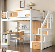 Space-Saving Timber Loft Bed with Integrated Desk & Wardrobe - Premium All-in-One Bedroom Suite