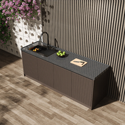 Sintered Marble Outdoor Kitchen Workbench with Sink and Storage Cabinet  OKC-105