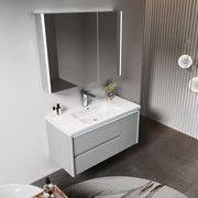 Bathroom Vanity with Solid Wood Framework, Smart Mirror & Ambient Lighting