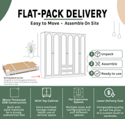 Arcadia Series - 2400mm Full-Wall Arched Wardrobe - Extra-Tall Six-Door Storage System with Drawers