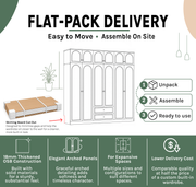 Alto Series - 2400mm Full-Wall Arched Wardrobe - Six-Door Storage System with Overhead Cabinets and Drawers