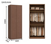 Linea Series - 800mm Compact Framed Wardrobe - Extra-Tall Minimalist Two-Door Closet