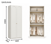 Arcadia Series - 800mm Compact Arched Wardrobe - Extra-Tall Two-Door Closet
