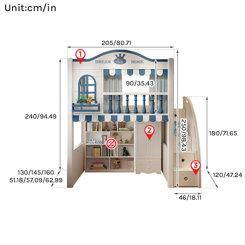 Premium Loft Bed with Stair Cabinet & Storage Wardrobe | Space-Saving Functional Bed Combo
