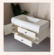 Creamy Vanity with Corian Integrated Sink