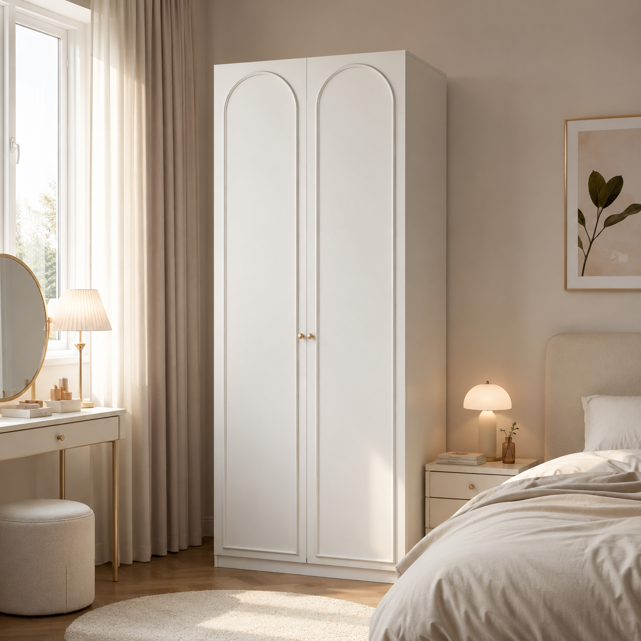 Arcadia Series - 800mm Compact Arched Wardrobe - Extra-Tall Two-Door Closet