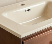Mid-Century Modern Walnut Finish Floating Bathroom Vanity Cabinet