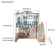 Premium Loft Bed with Stair Cabinet & Storage Wardrobe | Space-Saving Functional Bed Combo