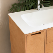 Modern Natural Wood Style Handleless Bathroom Vanity Cabinet