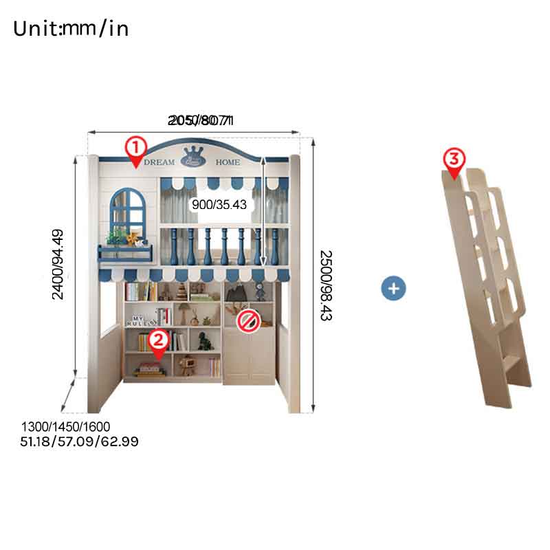 Premium Loft Bed with Ladder & Storage Wardrobe | Space-Saving Functional Bed Combo