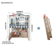 Premium Loft Bed with Ladder & Storage Wardrobe | Space-Saving Functional Bed Combo