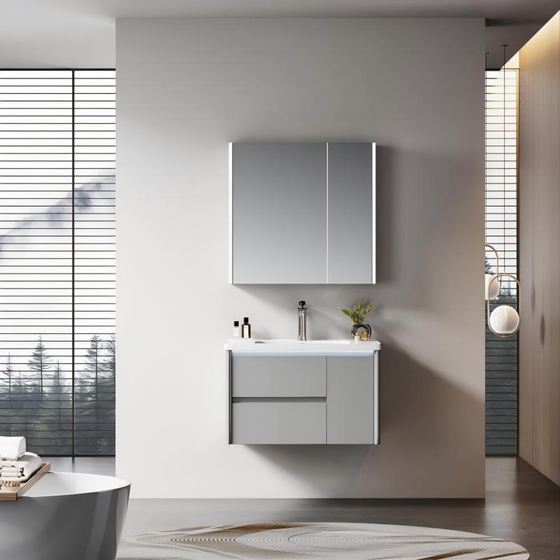 Bathroom Vanity with Solid Wood Framework, Smart Mirror & Ambient Lighting