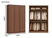 Linea Series - 1200mm Modern Framed Wardrobe - Extra-Tall Minimalist Three-Door Closet