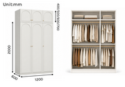 Alto Series - 1200mm Modular Arched Wardrobe - Three-Door Closet with Overhead Storage