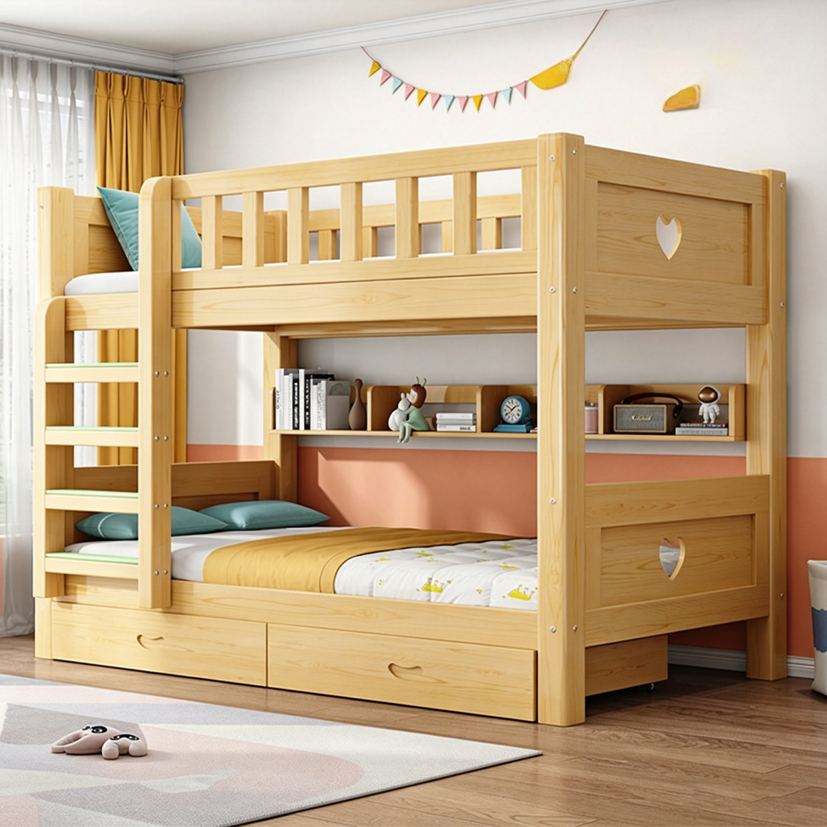 Sturdy Double-Decker Bunk Bed for Kids & Teens