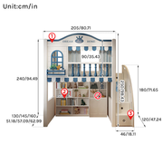 Premium Loft Bed with Stair Cabinet & Storage Wardrobe | Space-Saving Functional Bed Combo