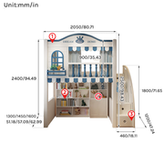 Premium Loft Bed with Stair Cabinet & Storage Wardrobe | Space-Saving Functional Bed Combo