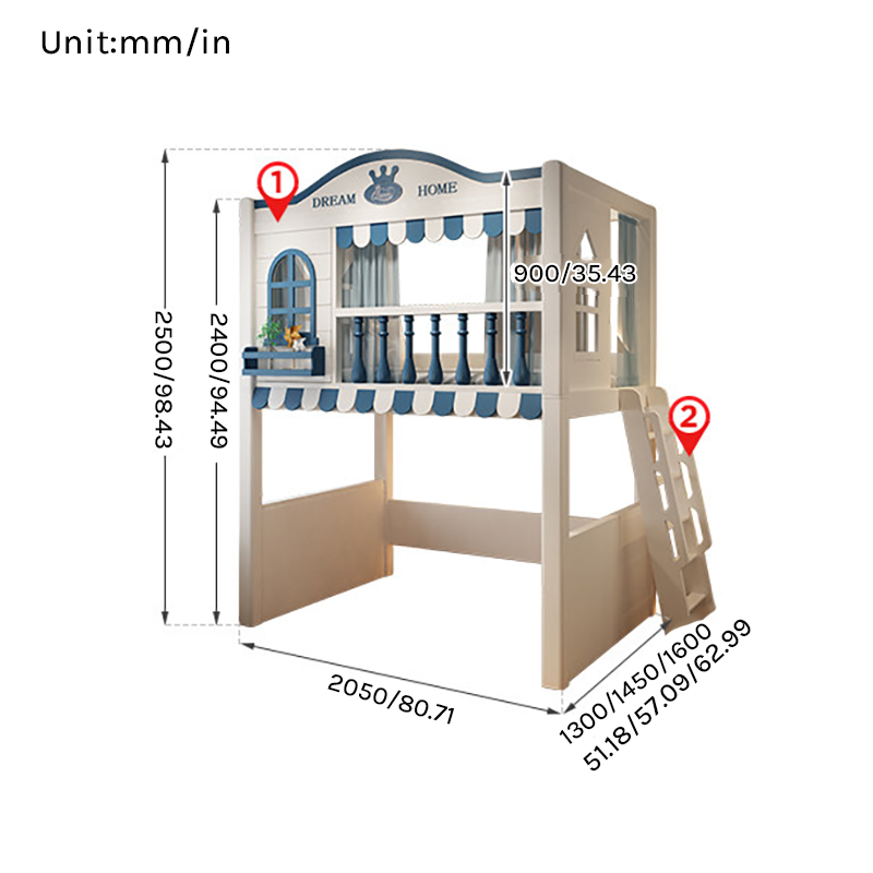 Premium Loft Bed with Ladder & Storage Wardrobe | Space-Saving Functional Bed Combo
