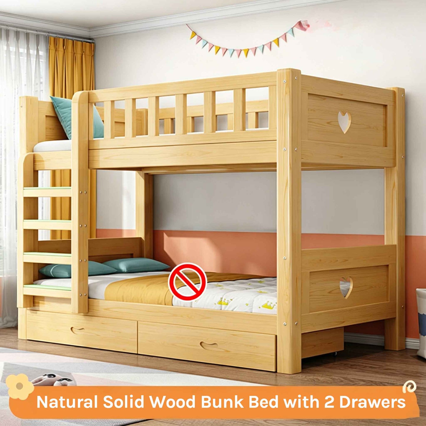 Sturdy Double-Decker Bunk Bed for Kids & Teens