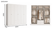 Arcadia Series - 2200mm Grand Arched Wardrobe - Extra-Tall Six-Door Closet with Drawers