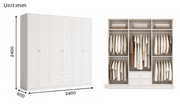 Arcadia Series - 2400mm Full-Wall Arched Wardrobe - Extra-Tall Six-Door Storage System with Drawers