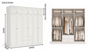 Alto Series - 2400mm Full-Wall Arched Wardrobe - Six-Door Storage System with Overhead Cabinets and Drawers