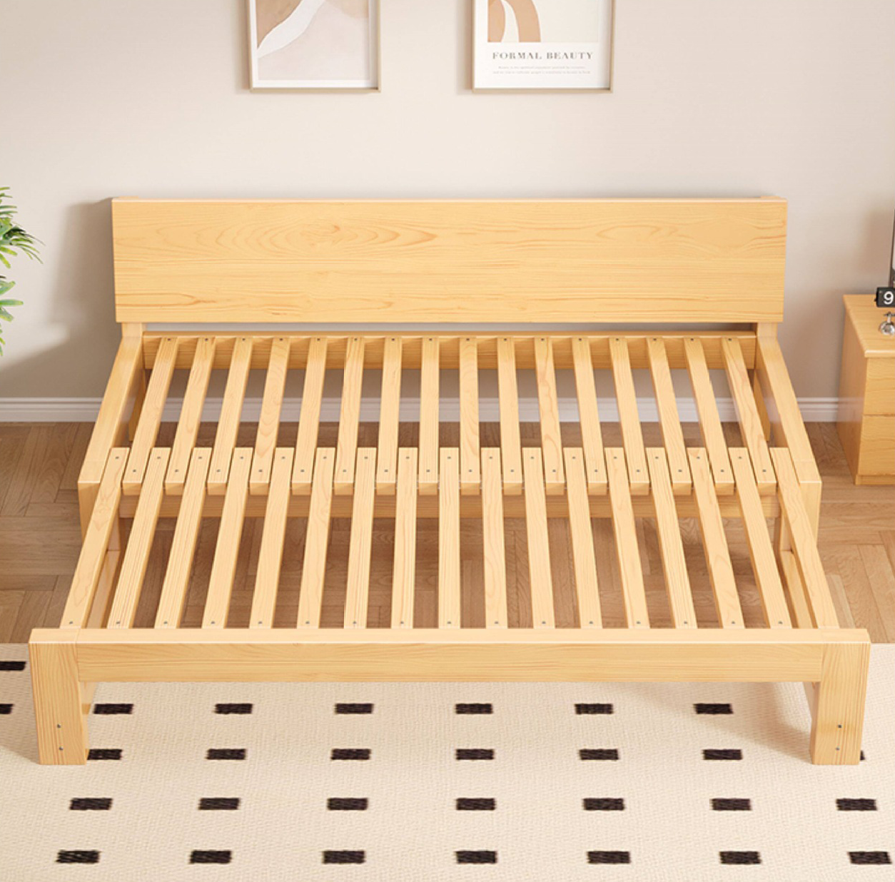 Solid Wood Space-Saving Foldable Bed for Apartments &amp; Small Homes