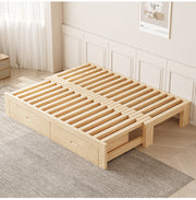 Modern Solid Wood Pull-Out Extendable Bed for Compact Living Spaces