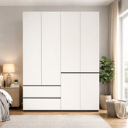 1.6m Master Bedroom Wardrobe - Modern Handleless Geometric White Closet