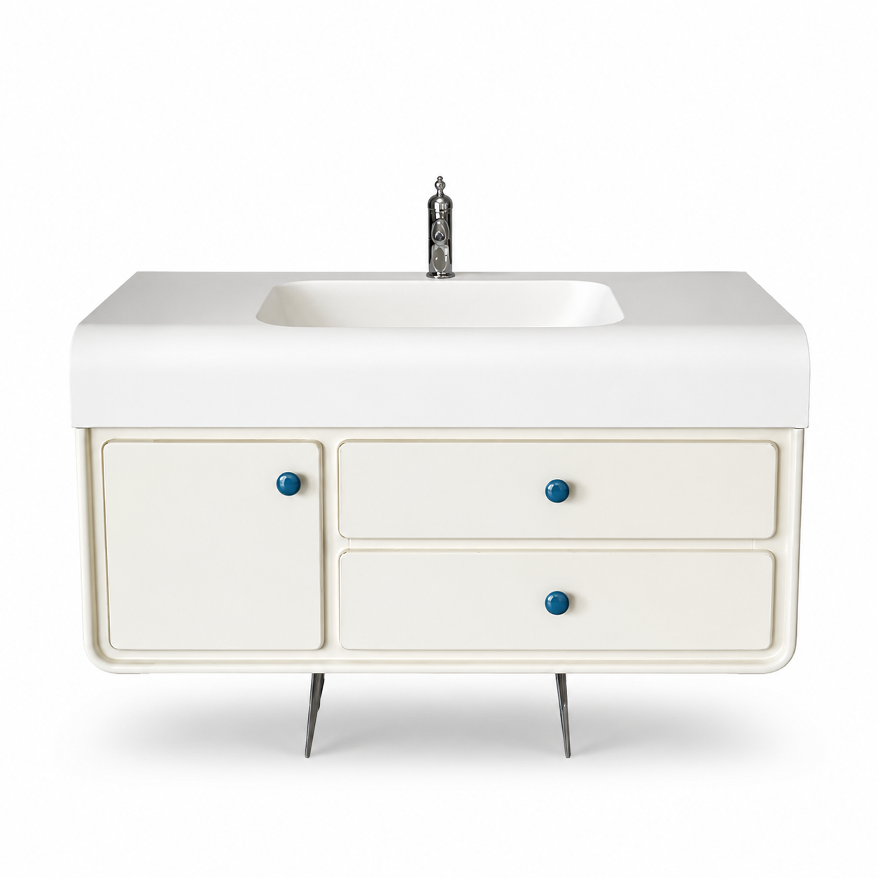 Creamy Vanity with Corian Integrated Sink