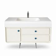 Creamy Vanity with Corian Integrated Sink
