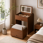 Keno Series - 600mm | Walnut Flip-Top Dressing Table Set for Apartment Living