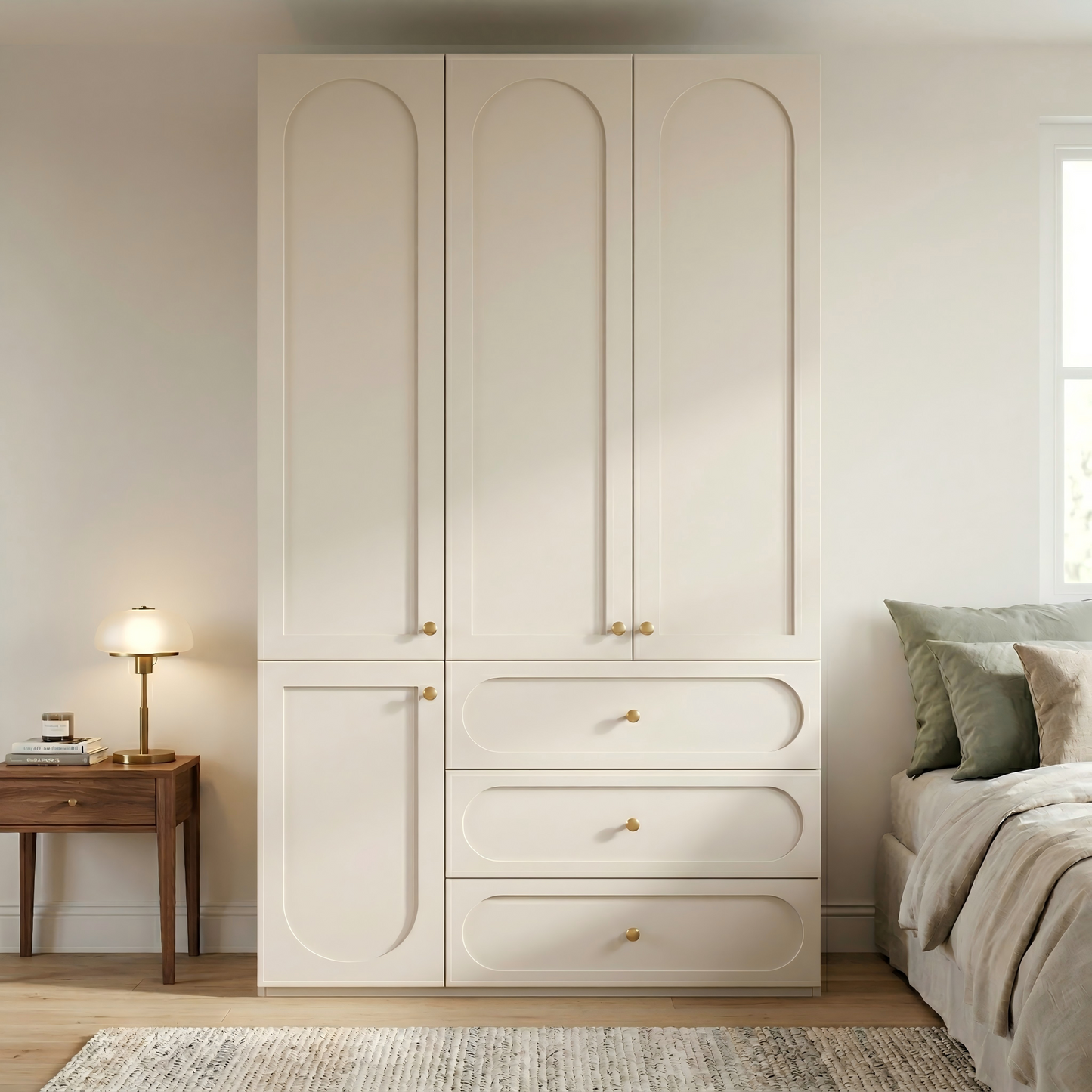 Louvre  Series - 1.2m Bedroom Wardrobe - French Cream Style Large Freestanding Closet
