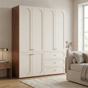 1.4m Bedroom Wardrobe - French Cream Style Extra Wide Family Closet