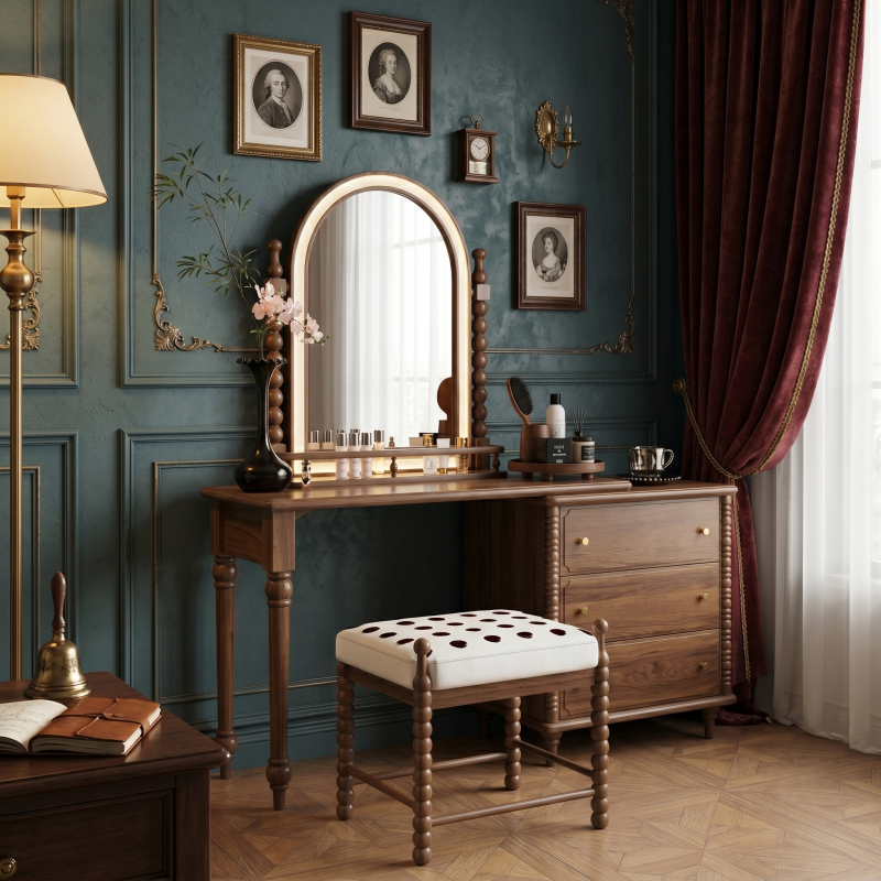 Milade Series - V1000mm + C600mm | French Vintage Dressing Table with Drawers