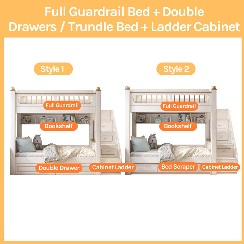 Premium Elegant Bunk Bed with Integrated Wardrobe & Trundle | Architectural Multi-Functional Bed Combo