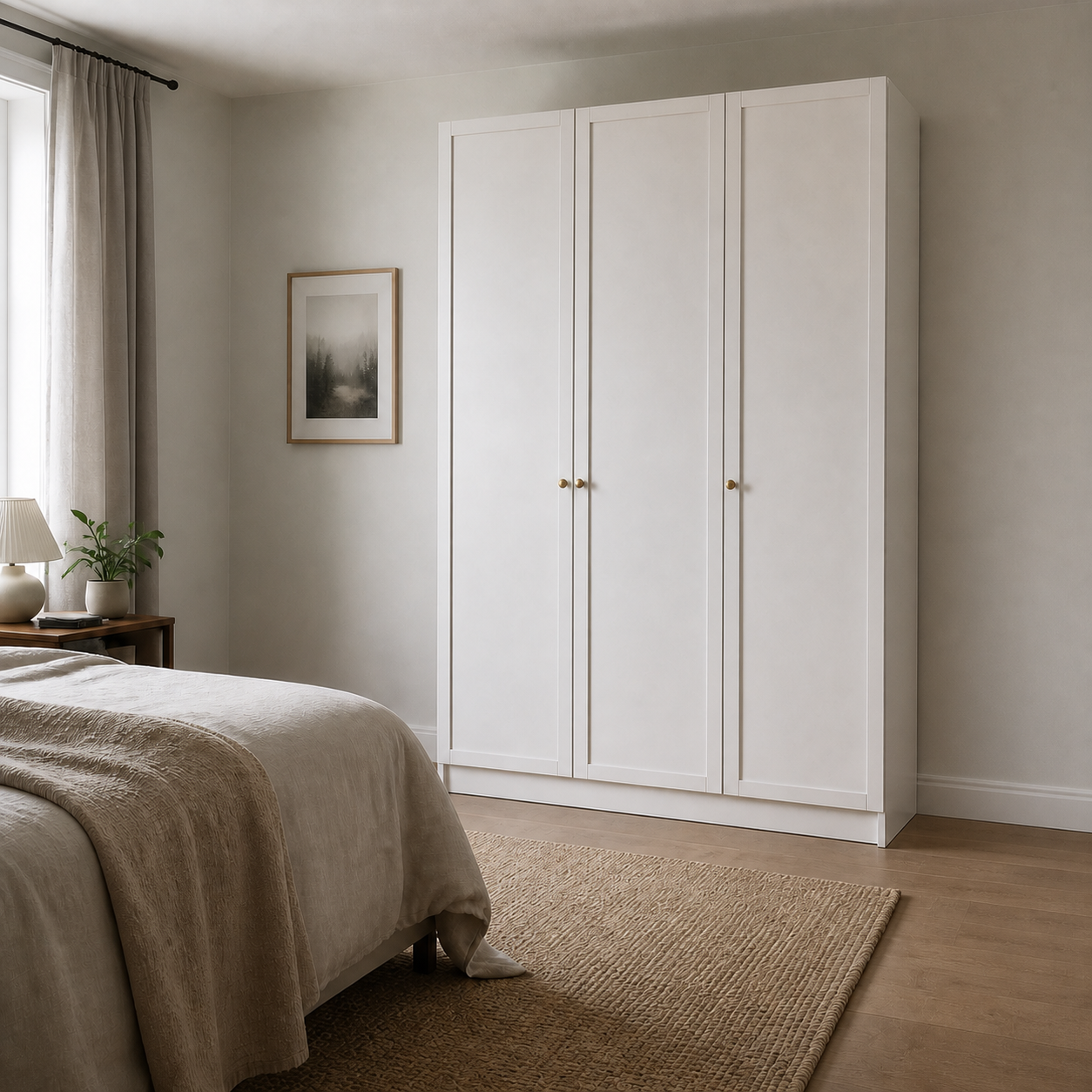 Linea Series - 1200mm Modern Framed Wardrobe - Extra-Tall Minimalist Three-Door Closet